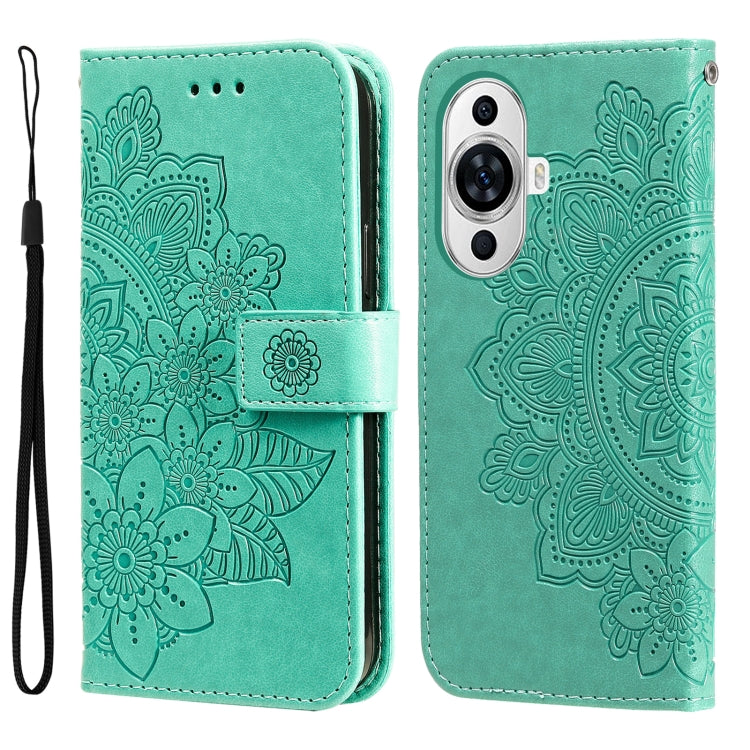 Seven-petal Flowers Embossing Leather Phone Case – Wear-resistant, Card Slot, Kickstand, For Huawei Mate 60, For Huawei Mate 60 Pro, For Huawei Enjoy 60X, For Huawei nova 11 Pro