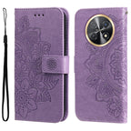 Seven-petal Flowers Embossing Leather Phone Case – Wear-resistant, Card Slot, Kickstand, For Huawei Mate 60, For Huawei Mate 60 Pro, For Huawei Enjoy 60X, For Huawei nova 11 Pro