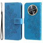 Seven-petal Flowers Embossing Leather Phone Case – Wear-resistant, Card Slot, Kickstand, For Huawei Mate 60, For Huawei Mate 60 Pro, For Huawei Enjoy 60X, For Huawei nova 11 Pro