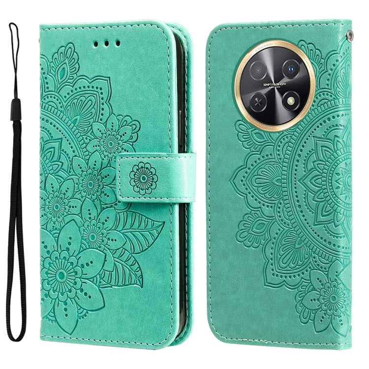 Seven-petal Flowers Embossing Leather Phone Case – Wear-resistant, Card Slot, Kickstand, For Huawei Mate 60, For Huawei Mate 60 Pro, For Huawei Enjoy 60X, For Huawei nova 11 Pro