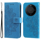 Seven-petal Flowers Embossing Leather Phone Case – Wear-resistant, Card Slot, Kickstand, For Huawei Mate 60, For Huawei Mate 60 Pro, For Huawei Enjoy 60X, For Huawei nova 11 Pro