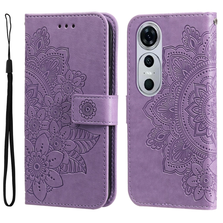 Seven-petal Flowers Embossing Leather Phone Case – Wear-resistant, Card Slot, Kickstand, For Huawei Mate 60, For Huawei Mate 60 Pro, For Huawei Enjoy 60X, For Huawei nova 11 Pro For Huawei nova 12 Pro Light Purple