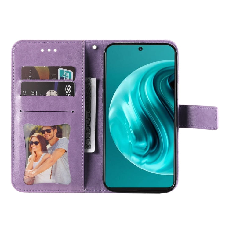 Seven-petal Flowers Embossing Leather Phone Case – Wear-resistant, Card Slot, Kickstand, For Huawei Enjoy 70 Pro, For Huawei Enjoy 70, For Huawei nova 11 SE, For Huawei nova 12 Pro