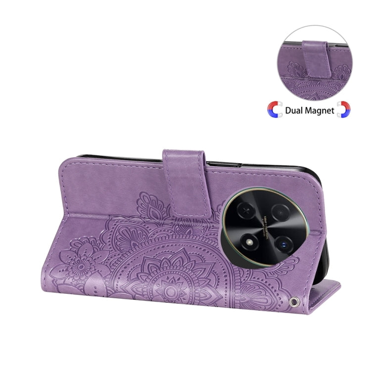 Seven-petal Flowers Embossing Leather Phone Case – Wear-resistant, Card Slot, Kickstand, For Huawei Enjoy 70 Pro, For Huawei Enjoy 70, For Huawei nova 11 SE, For Huawei nova 12 Pro