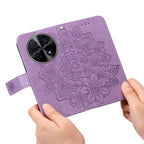 Seven-petal Flowers Embossing Leather Phone Case – Wear-resistant, Card Slot, Kickstand, For Huawei Enjoy 70 Pro, For Huawei Enjoy 70, For Huawei nova 11 SE, For Huawei nova 12 Pro