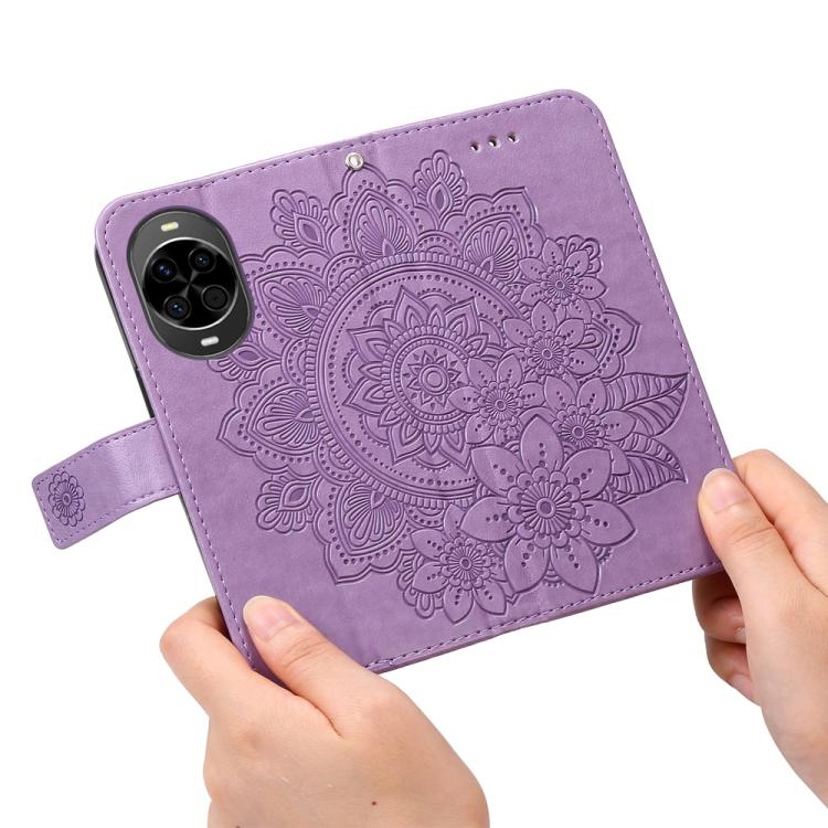 Seven-petal Flowers Embossing Leather Phone Case – Wear-resistant, Card Slot, Kickstand, For Huawei nova 14, For Huawei Enjoy 80, For Huawei nova 13 Pro, For Huawei nova 13 / nova 12