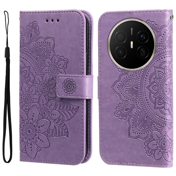 Seven-petal Flowers Embossing Leather Phone Case – Wear-resistant, Card Slot, Kickstand, For Huawei nova 15 Pro / nova 15 Ultra, For Huawei Mate 70 Air 5G, For Huawei nova 14 Lite, For Huawei Maimang 40 5G For Huawei Mate 70 Air 5G Light Purple