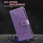 Seven-petal Flowers Embossing Leather Phone Case – Wear-resistant, Card Slot, Kickstand, For Huawei nova 16, For Huawei Enjoy 90 Pro Max 5G, For Huawei Enjoy 90 / Enjoy 90 Plus 5G, For Huawei Enjoy 80 Plus