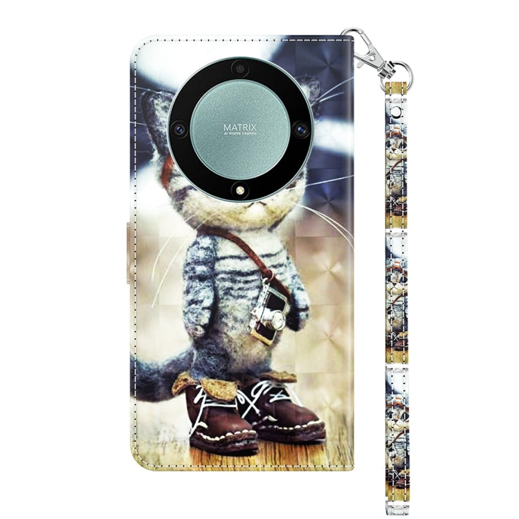 3D Painted Pattern Leather Phone Case – Wear-resistant, Card Slot, Leather, For Honor Magic5 Lite