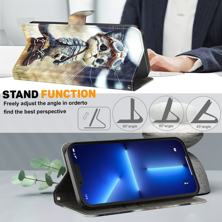 3D Painted Pattern Leather Phone Case – Wear-resistant, Card Slot, Leather, For Honor Magic5 Lite