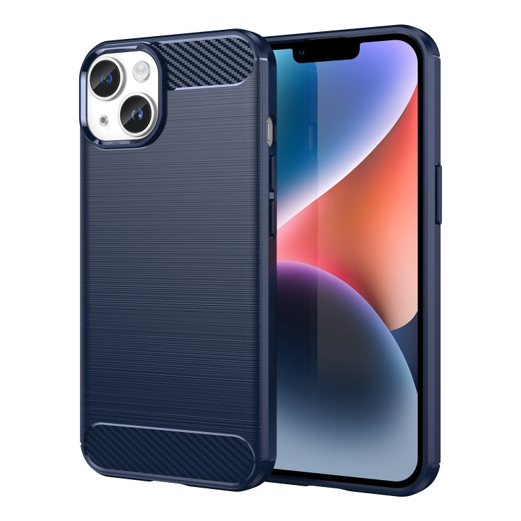 Brushed Texture Carbon Fiber TPU Phone Case, For iPhone 15, For iPhone... For iPhone 15 Blue