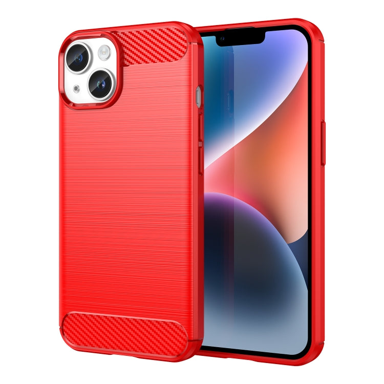 Brushed Texture Carbon Fiber TPU Phone Case, For iPhone 15, For iPhone... For iPhone 15 Plus Red
