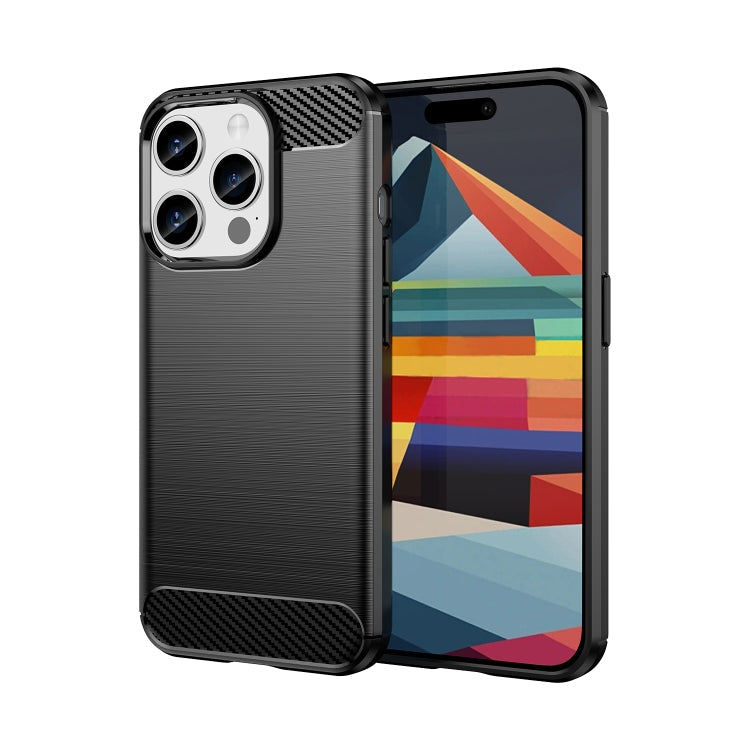 Brushed Texture Carbon Fiber TPU Phone Case, For iPhone 15, For iPhone... For iPhone 15 Pro Black