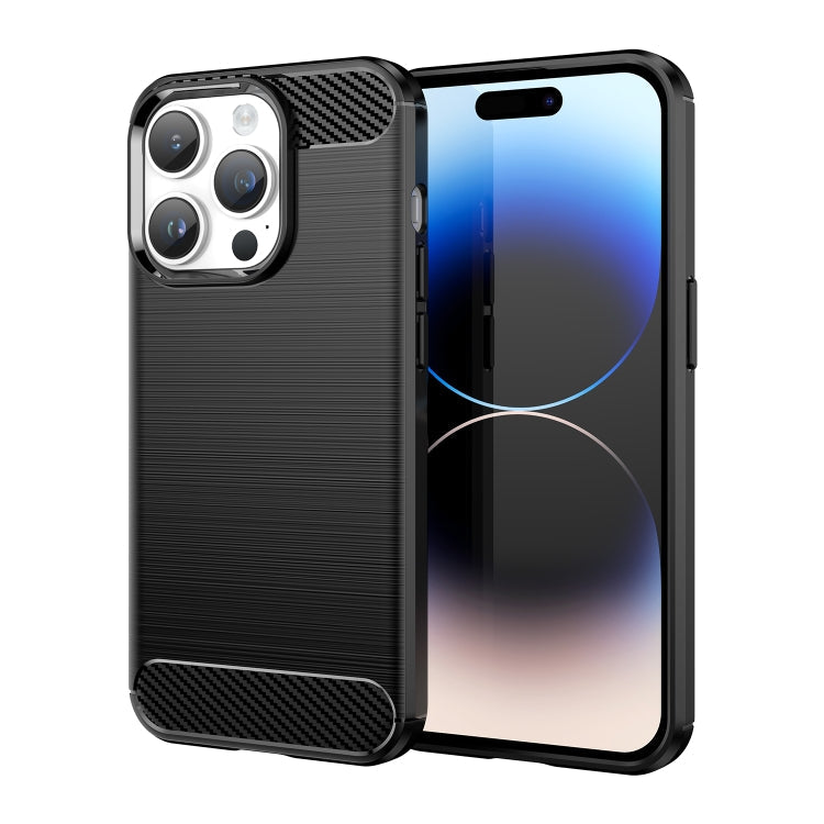 Brushed Texture Carbon Fiber TPU Phone Case, For iPhone 15, For iPhone... For iPhone 15 Pro Max Black
