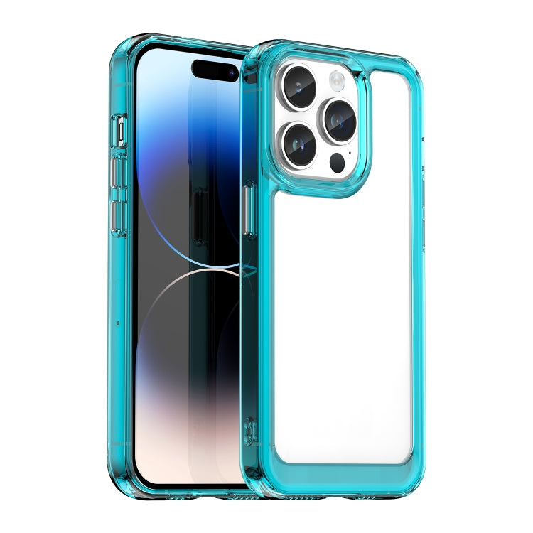 Colorful Series Acrylic + TPU Phone Case, For iPhone 16, For iPhone 15... For iPhone 15 Pro Transparent Blue
