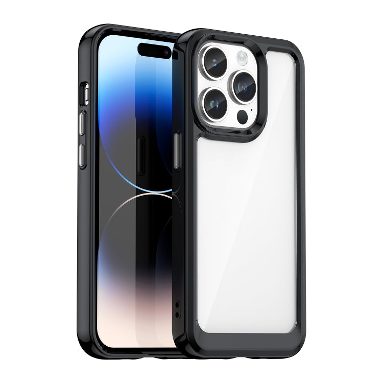 Colorful Series Acrylic + TPU Phone Case, For iPhone 16, For iPhone 15... For iPhone 15 Pro Max Black