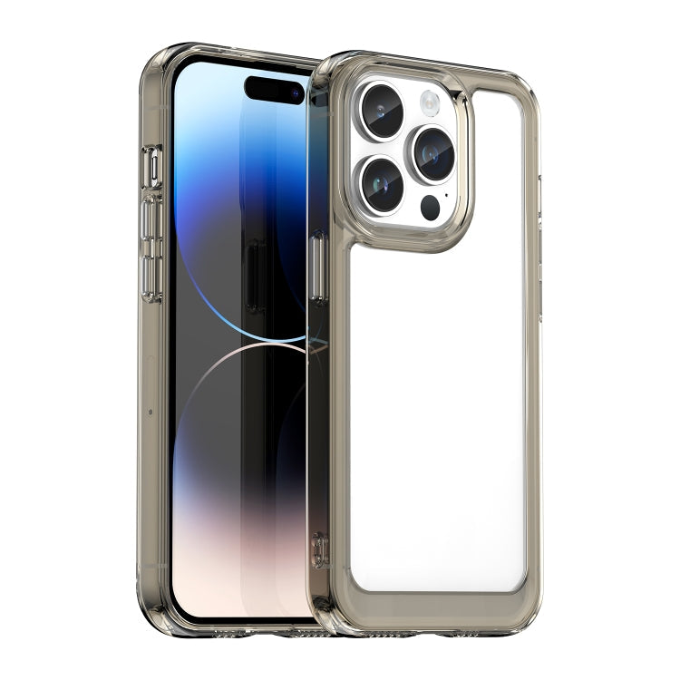 Colorful Series Acrylic + TPU Phone Case, For iPhone 16, For iPhone 15... For iPhone 15 Pro Max Transparent Grey