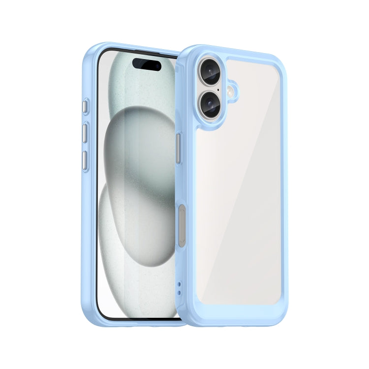 Colorful Series Acrylic + TPU Phone Case, For iPhone 16, For iPhone 15... For iPhone 16 Blue