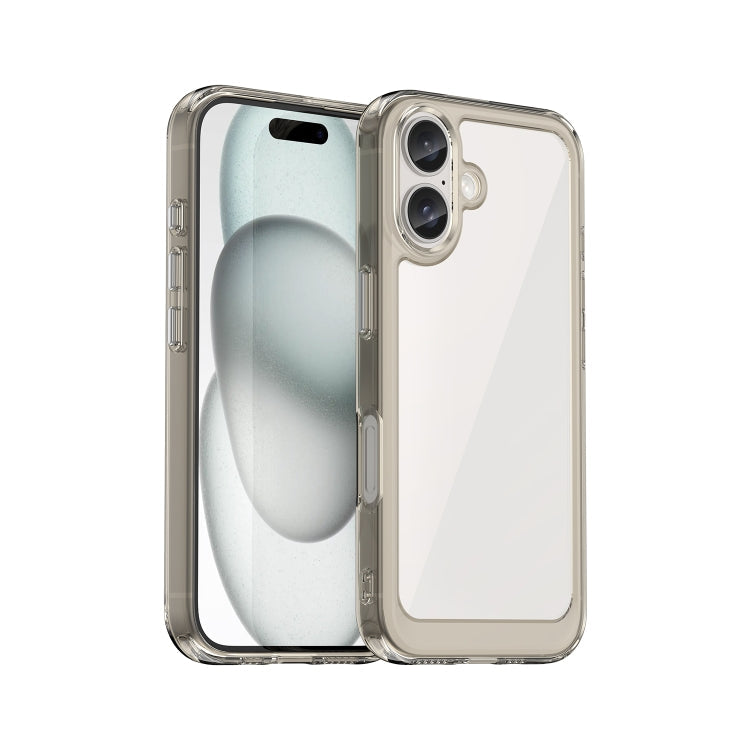 Colorful Series Acrylic + TPU Phone Case, For iPhone 16, For iPhone 15... For iPhone 16 Transparent Grey