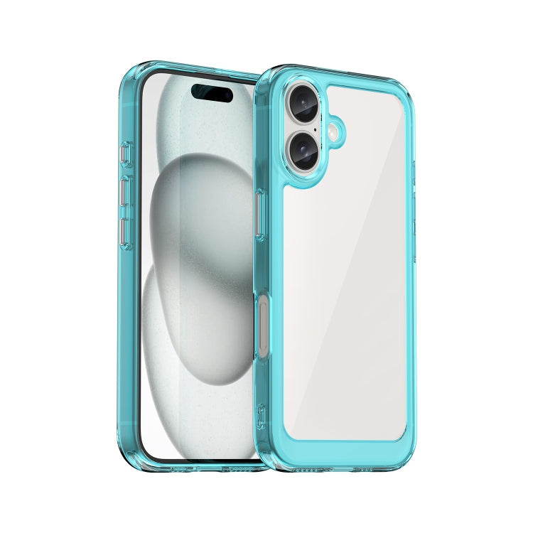 Colorful Series Acrylic + TPU Phone Case, For iPhone 16, For iPhone 15... For iPhone 16 Transparent Blue