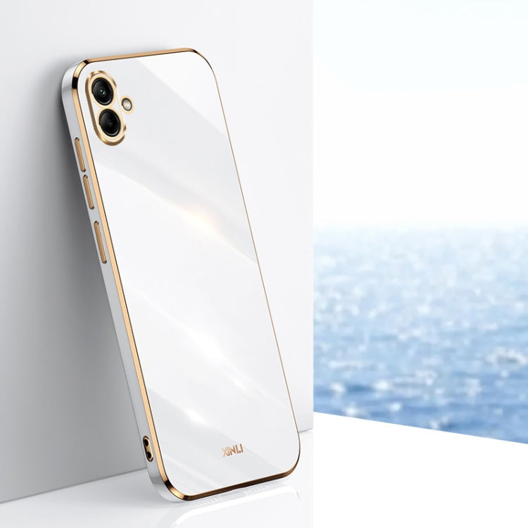 XINLI Straight Edge 6D Electroplate TPU Phone Case – TPU, For Samsung Galaxy F14 5G, For Samsung Galaxy M14 5G, For Samsung Galaxy A04e 4G For Samsung Galaxy A04e 4G White