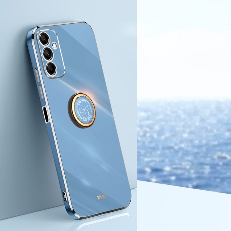 XINLI Straight Edge 6D Electroplate TPU Phone Case with Ring Holder – Ring Holder, TPU, For Samsung Galaxy F14 5G, For Samsung Galaxy M14 5G, For Samsung Galaxy A04e 4G For Samsung Galaxy M14 5G Celestial Blue