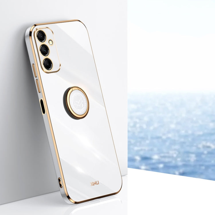 XINLI Straight Edge 6D Electroplate TPU Phone Case with Ring Holder – Ring Holder, TPU, For Samsung Galaxy F14 5G, For Samsung Galaxy M14 5G, For Samsung Galaxy A04e 4G For Samsung Galaxy M14 5G White