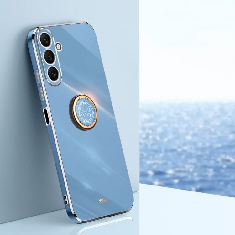 XINLI Straight Edge 6D Electroplate TPU Phone Case with Ring Holder – Ring Holder, TPU, For Samsung Galaxy A25 5G, For Samsung Galaxy S23 FE 5G, For Samsung Galaxy M54 5G For Samsung Galaxy M54 5G Celestial Blue