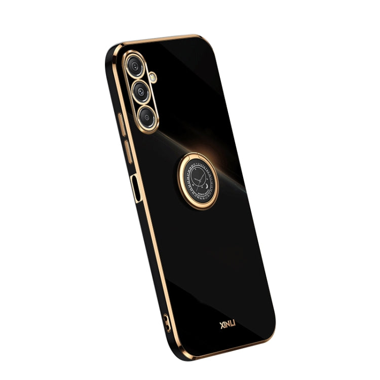 XINLI Straight Edge 6D Electroplate TPU Phone Case with Ring Holder – Ring Holder, TPU, For Samsung Galaxy A05, For Samsung Galaxy A05s, For Samsung Galaxy M34 5G For Samsung Galaxy M34 5G Black