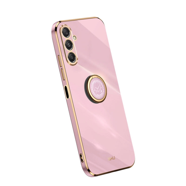 XINLI Straight Edge 6D Electroplate TPU Phone Case with Ring Holder – Ring Holder, TPU, For Samsung Galaxy A05, For Samsung Galaxy A05s, For Samsung Galaxy M34 5G For Samsung Galaxy M34 5G Cherry Purple