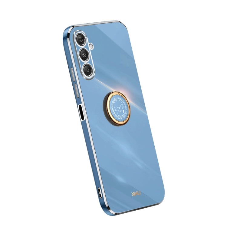XINLI Straight Edge 6D Electroplate TPU Phone Case with Ring Holder – Ring Holder, TPU, For Samsung Galaxy A05, For Samsung Galaxy A05s, For Samsung Galaxy M34 5G For Samsung Galaxy M34 5G Celestial Blue