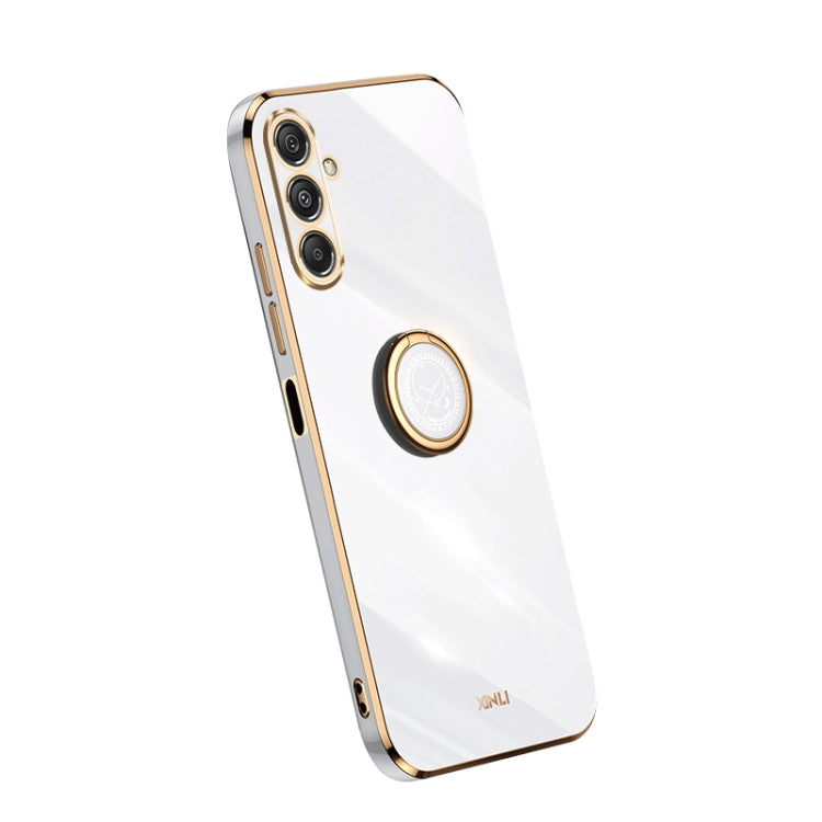 XINLI Straight Edge 6D Electroplate TPU Phone Case with Ring Holder – Ring Holder, TPU, For Samsung Galaxy A05, For Samsung Galaxy A05s, For Samsung Galaxy M34 5G For Samsung Galaxy M34 5G White