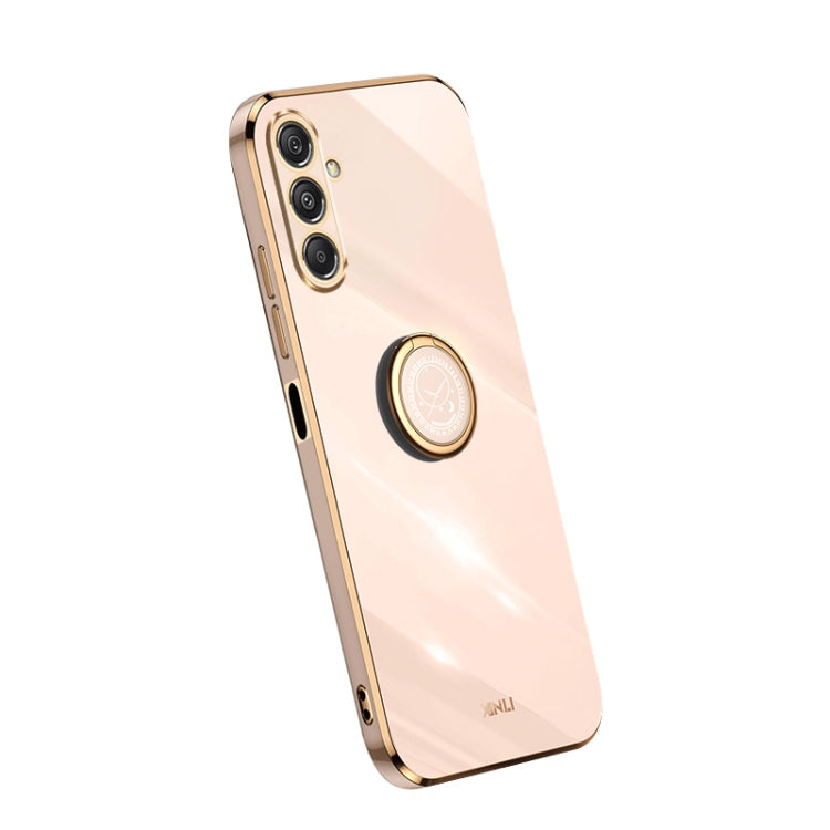XINLI Straight Edge 6D Electroplate TPU Phone Case with Ring Holder – Ring Holder, TPU, For Samsung Galaxy A05, For Samsung Galaxy A05s, For Samsung Galaxy M34 5G For Samsung Galaxy M34 5G Pink