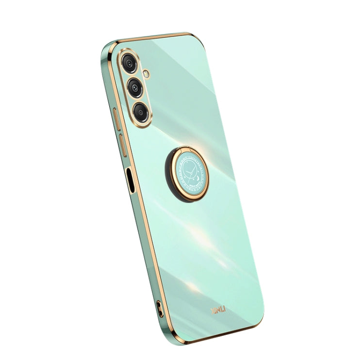 XINLI Straight Edge 6D Electroplate TPU Phone Case with Ring Holder – Ring Holder, TPU, For Samsung Galaxy A05, For Samsung Galaxy A05s, For Samsung Galaxy M34 5G For Samsung Galaxy M34 5G Mint Green