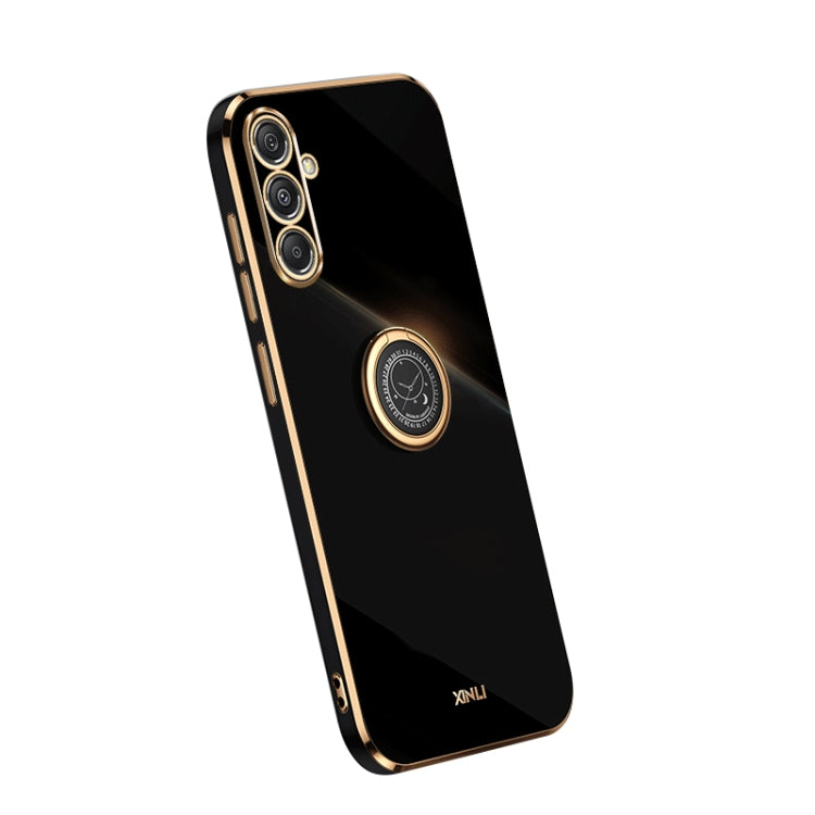 XINLI Straight Edge 6D Electroplate TPU Phone Case with Ring Holder – Ring Holder, TPU, For Samsung Galaxy A25 5G, For Samsung Galaxy S23 FE 5G, For Samsung Galaxy M54 5G For Samsung Galaxy S23 FE 5G Black