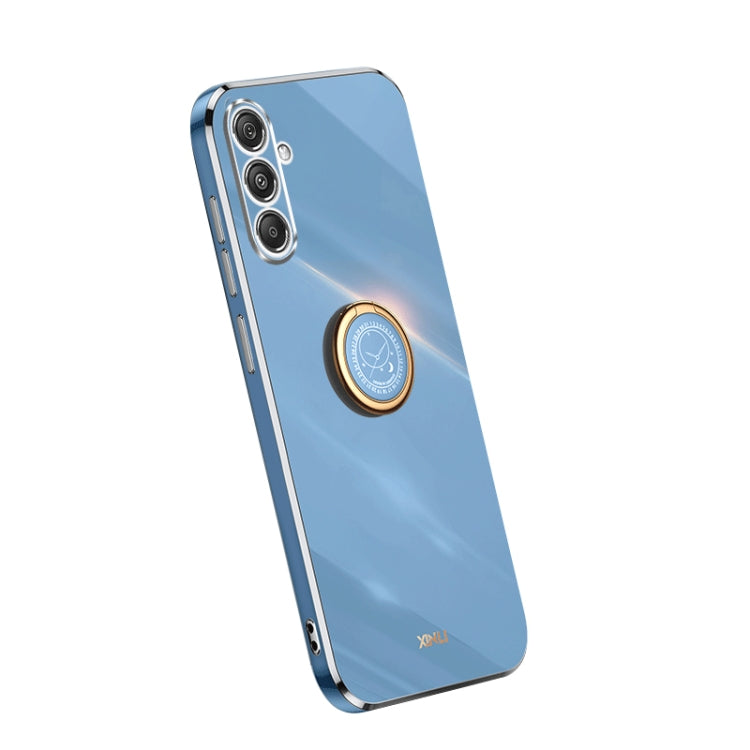 XINLI Straight Edge 6D Electroplate TPU Phone Case with Ring Holder – Ring Holder, TPU, For Samsung Galaxy A25 5G, For Samsung Galaxy S23 FE 5G, For Samsung Galaxy M54 5G For Samsung Galaxy S23 FE 5G Celestial Blue