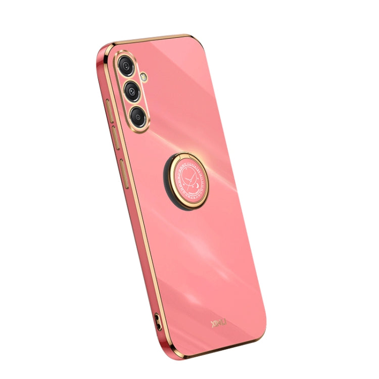 XINLI Straight Edge 6D Electroplate TPU Phone Case with Ring Holder – Ring Holder, TPU, For Samsung Galaxy A25 5G, For Samsung Galaxy S23 FE 5G, For Samsung Galaxy M54 5G For Samsung Galaxy S23 FE 5G Hawthrn Red