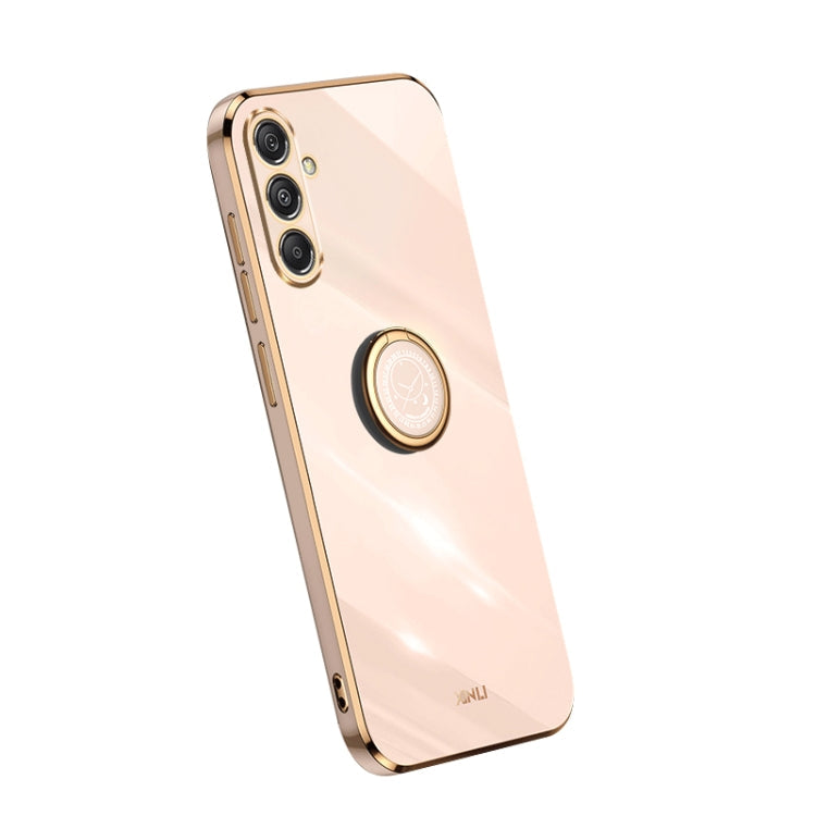 XINLI Straight Edge 6D Electroplate TPU Phone Case with Ring Holder – Ring Holder, TPU, For Samsung Galaxy A25 5G, For Samsung Galaxy S23 FE 5G, For Samsung Galaxy M54 5G For Samsung Galaxy S23 FE 5G Pink