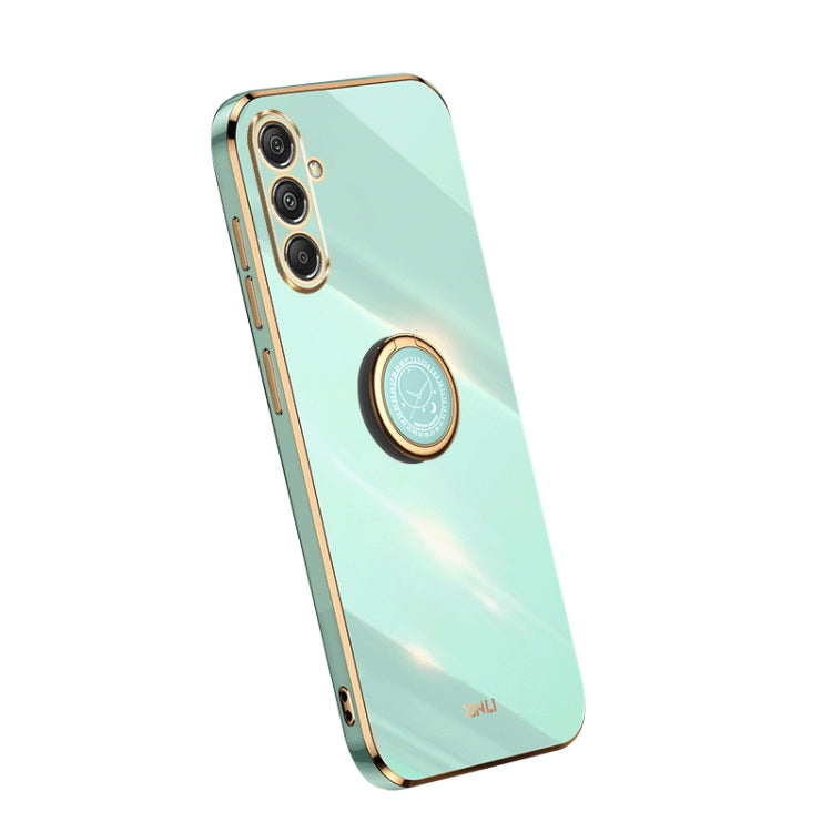 XINLI Straight Edge 6D Electroplate TPU Phone Case with Ring Holder – Ring Holder, TPU, For Samsung Galaxy A25 5G, For Samsung Galaxy S23 FE 5G, For Samsung Galaxy M54 5G For Samsung Galaxy S23 FE 5G Mint Green