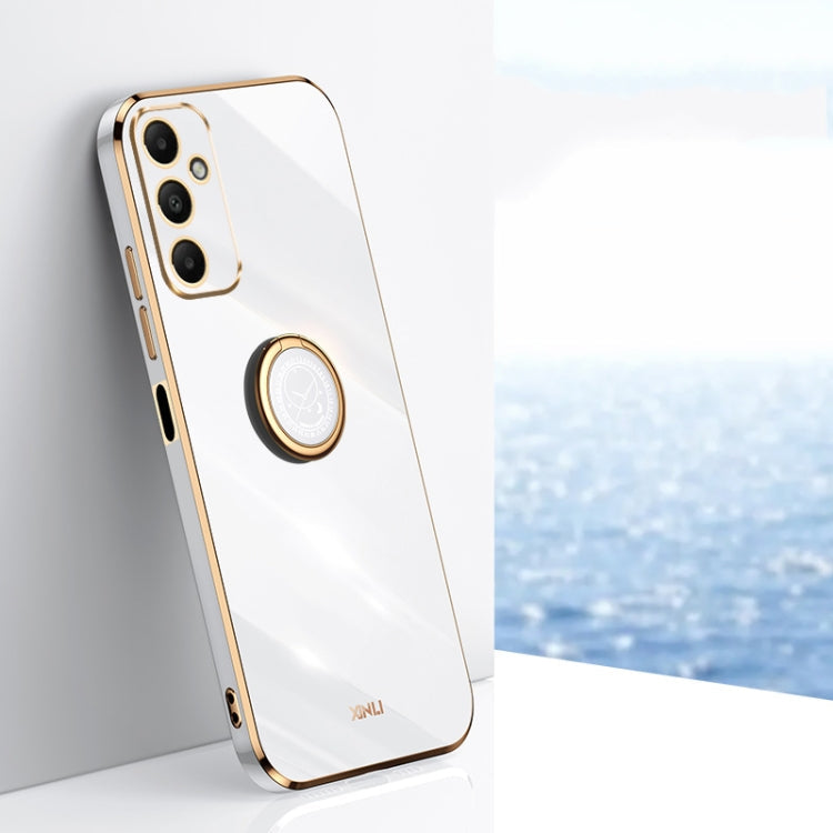 XINLI Straight Edge 6D Electroplate TPU Phone Case with Ring Holder – Ring Holder, TPU, For Samsung Galaxy A05, For Samsung Galaxy A05s, For Samsung Galaxy M34 5G For Samsung Galaxy A05s White