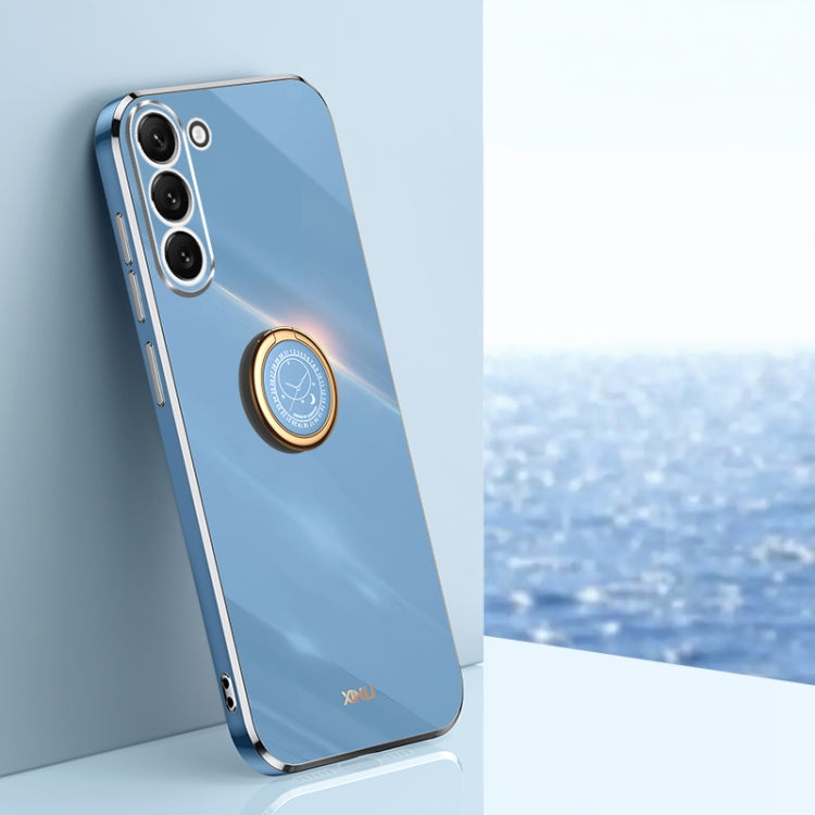 XINLI Straight Edge 6D Electroplate TPU Phone Case with Ring Holder – Ring Holder, TPU, For Samsung Galaxy S24 Ultra 5G, For Samsung Galaxy S24+ 5G, For Samsung Galaxy S24 5G For Samsung Galaxy S24+ 5G Celestial Blue