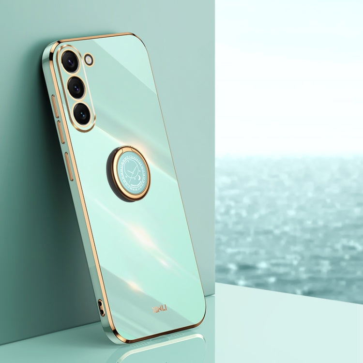 XINLI Straight Edge 6D Electroplate TPU Phone Case with Ring Holder – Ring Holder, TPU, For Samsung Galaxy S24 Ultra 5G, For Samsung Galaxy S24+ 5G, For Samsung Galaxy S24 5G For Samsung Galaxy S24+ 5G Mint Green