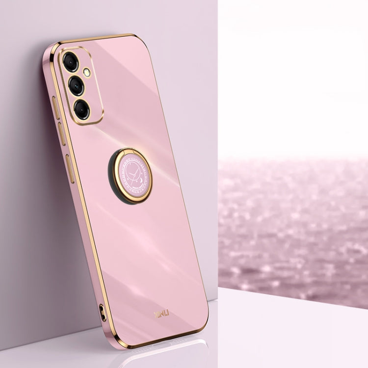 XINLI Straight Edge 6D Electroplate TPU Phone Case with Ring Holder – Ring Holder, TPU, For Samsung Galaxy A15, For Samsung Galaxy A55, For Samsung Galaxy A35 5G For Samsung Galaxy A55 Cherry Purple
