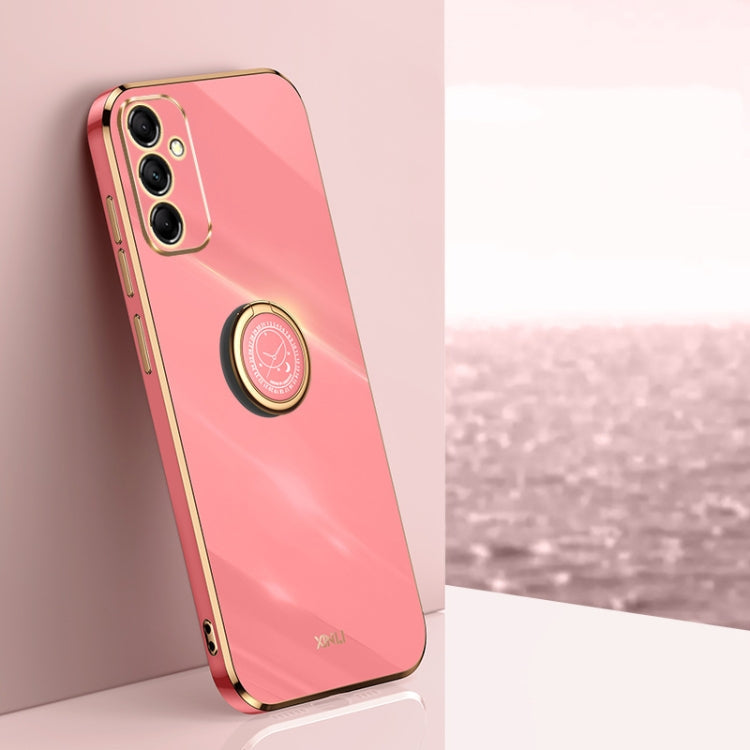 XINLI Straight Edge 6D Electroplate TPU Phone Case with Ring Holder – Ring Holder, TPU, For Samsung Galaxy A15, For Samsung Galaxy A55, For Samsung Galaxy A35 5G For Samsung Galaxy A55 Hawthrn Red