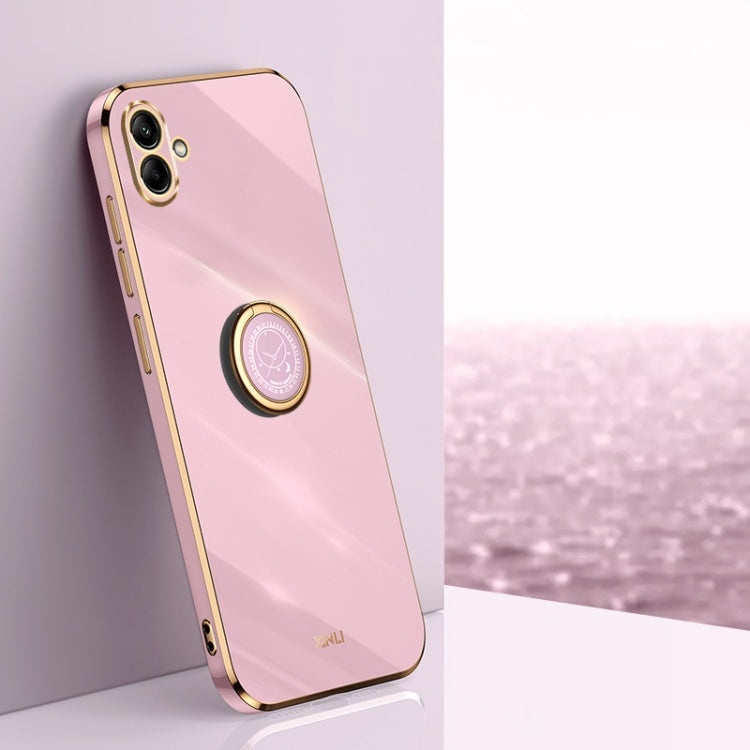 XINLI Straight Edge 6D Electroplate TPU Phone Case with Ring Holder – Ring Holder, TPU, For Samsung Galaxy F14 5G, For Samsung Galaxy M14 5G, For Samsung Galaxy A04e 4G For Samsung Galaxy A04e 4G Cherry Purple