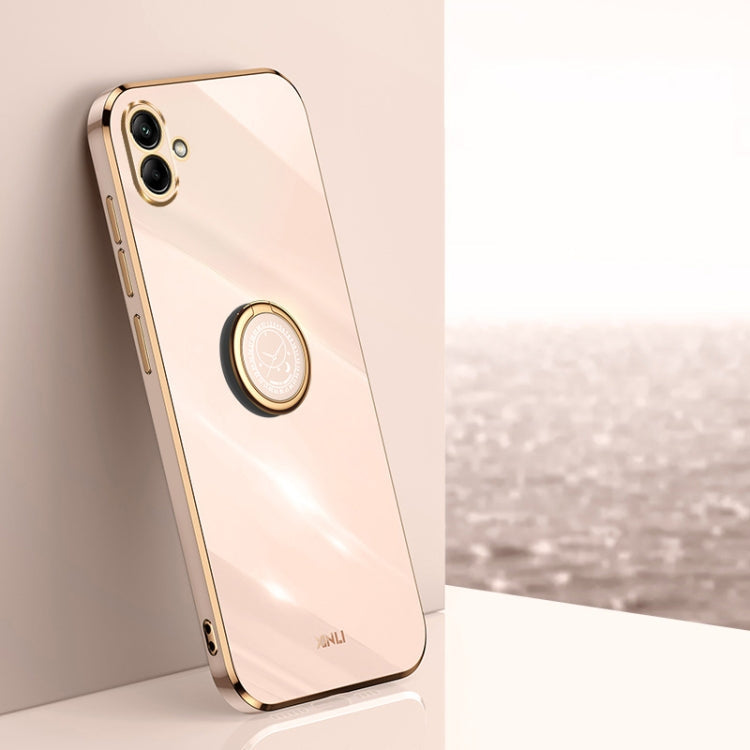 XINLI Straight Edge 6D Electroplate TPU Phone Case with Ring Holder – Ring Holder, TPU, For Samsung Galaxy F14 5G, For Samsung Galaxy M14 5G, For Samsung Galaxy A04e 4G For Samsung Galaxy A04e 4G Pink