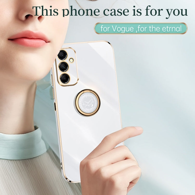 XINLI Straight Edge 6D Electroplate TPU Phone Case with Ring Holder, For Samsung Galaxy A15, For Samsung Galaxy A55, For Samsung Galaxy A35 5G
