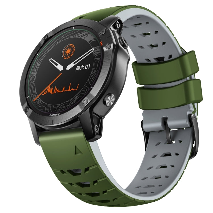 Watch Band – Silicone (22mm) #9 For Garmin Fenix 7 Army Green Grey