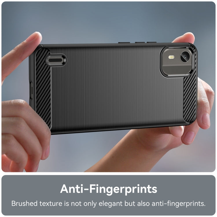 Brushed Texture Carbon Fiber TPU Phone Case – TPU, For Nokia C12, For Nokia C12 Pro, For Nokia C12 Plus, For Nokia C22