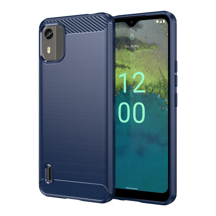 Brushed Texture Carbon Fiber TPU Phone Case – TPU, For Nokia C12, For Nokia C12 Pro, For Nokia C12 Plus, For Nokia C22 For Nokia C12 Blue